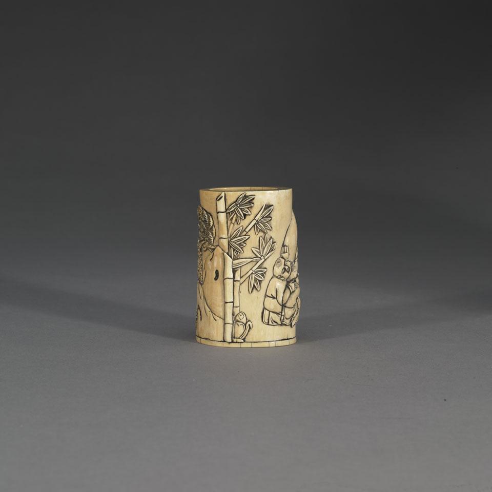 Ivory Carved Brushpot, Bitong