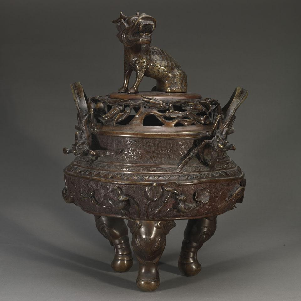 Cast Bronze Tripod Censer, Early 20th Century