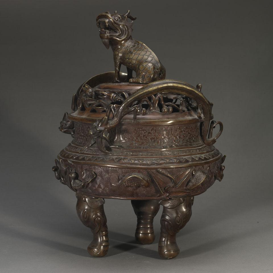 Cast Bronze Tripod Censer, Early 20th Century
