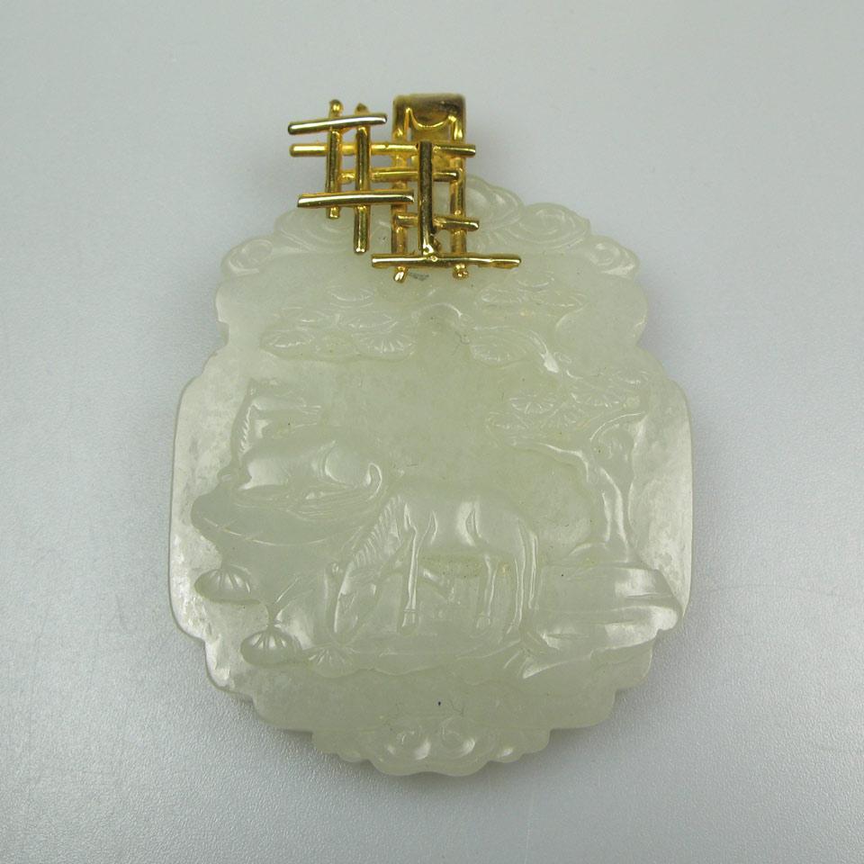 Carved Pale Celadon Jade Pendant