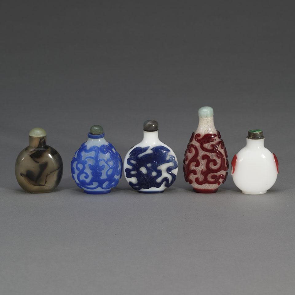 Four Peking Glass Snuff Bottles