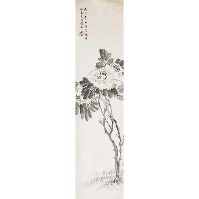 Chinese School, Two Floral Scroll Paintings