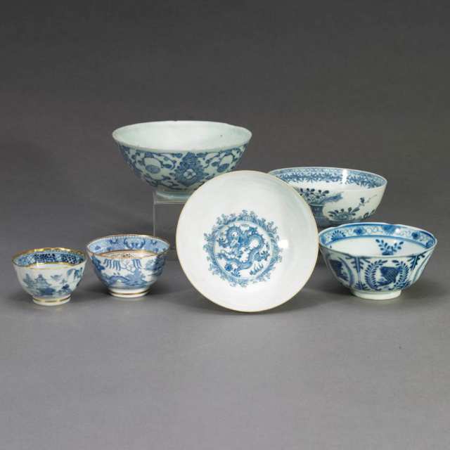 Group of Eight Blue and White Porcelains