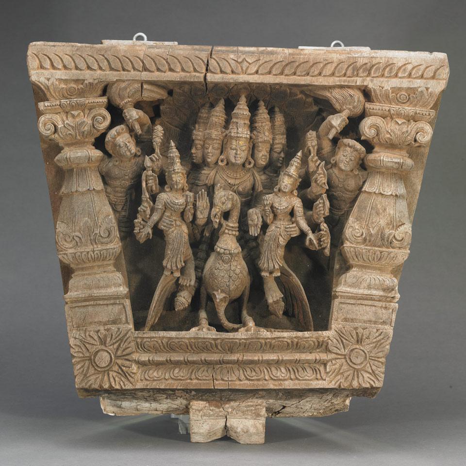 Teak Panel from a Ceremonial Cart, South Indian, Probably Kerala