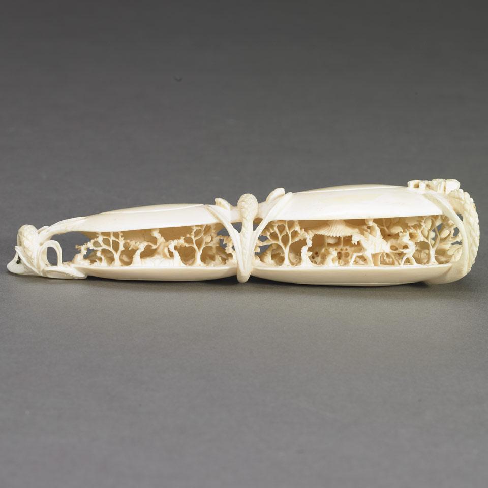Ivory Carved Double Clam Dream