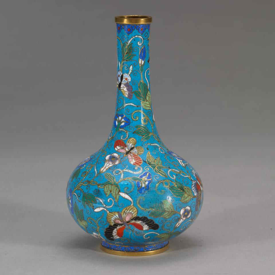 Cloisonné Enamel ‘Butterflies’ Bottle Vase, Tianqiuping, Qing Dynasty, 18th/19th Century