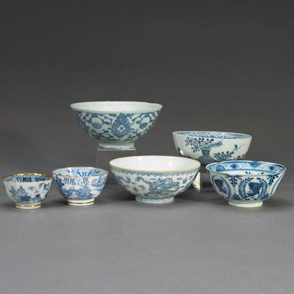 Group of Eight Blue and White Porcelains