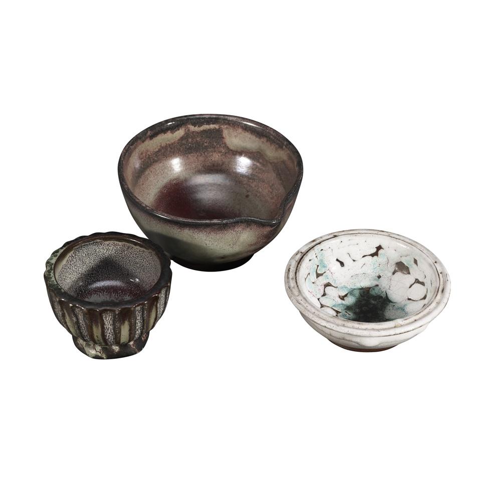 Three Deichmann Pottery Bowls, Kjeld & Erica Deichmann, mid-20th century
