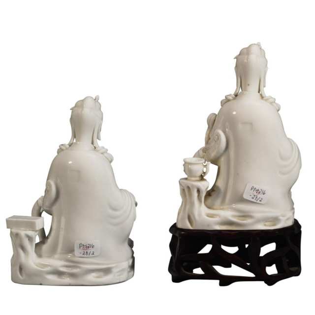 Pair of Blanc-de-Chine Seated Guanyin, 19th Century