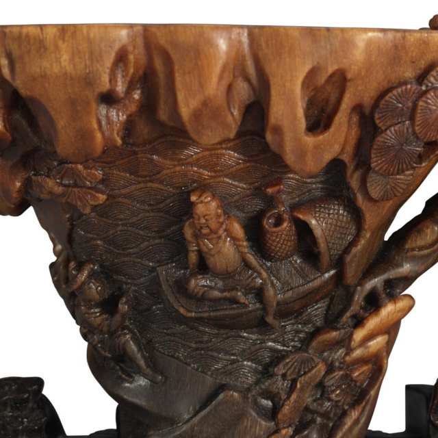 Rare Rhinoceros Horn Carved Cup, 18th Century