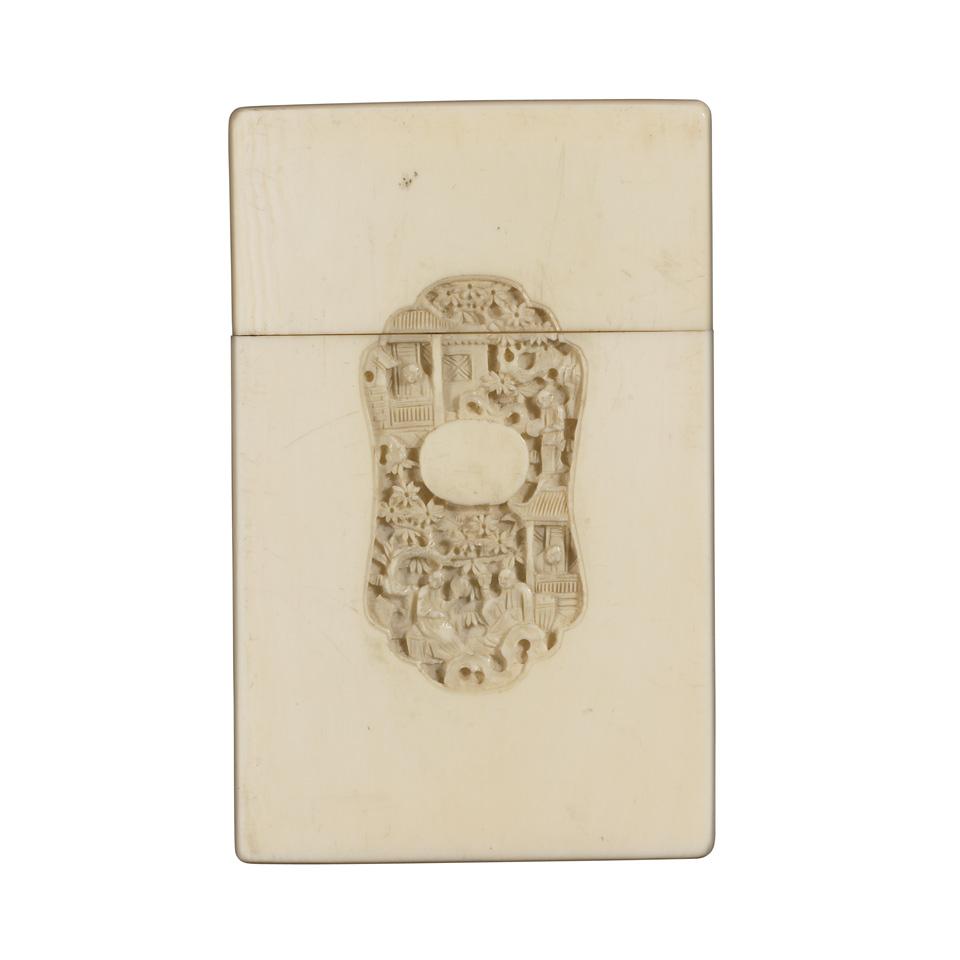 Fine Export Ivory Carved Card Case, 19th Century
