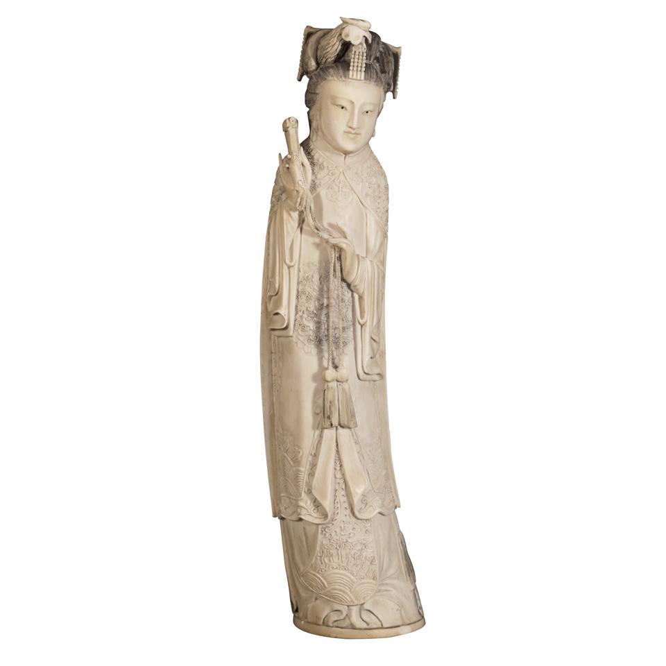 Large Ivory Figure of a Manchu Maiden