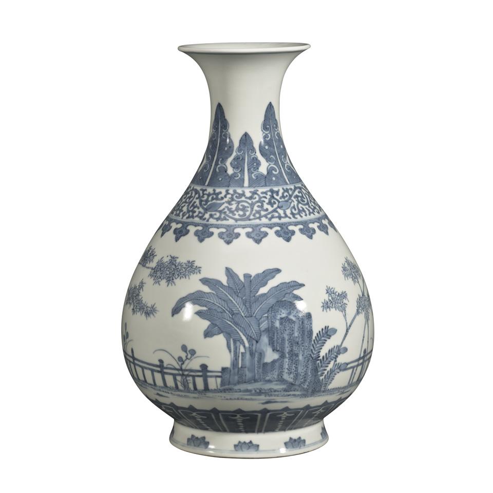 Blue and White Ming-Style Pear-Shaped Vase