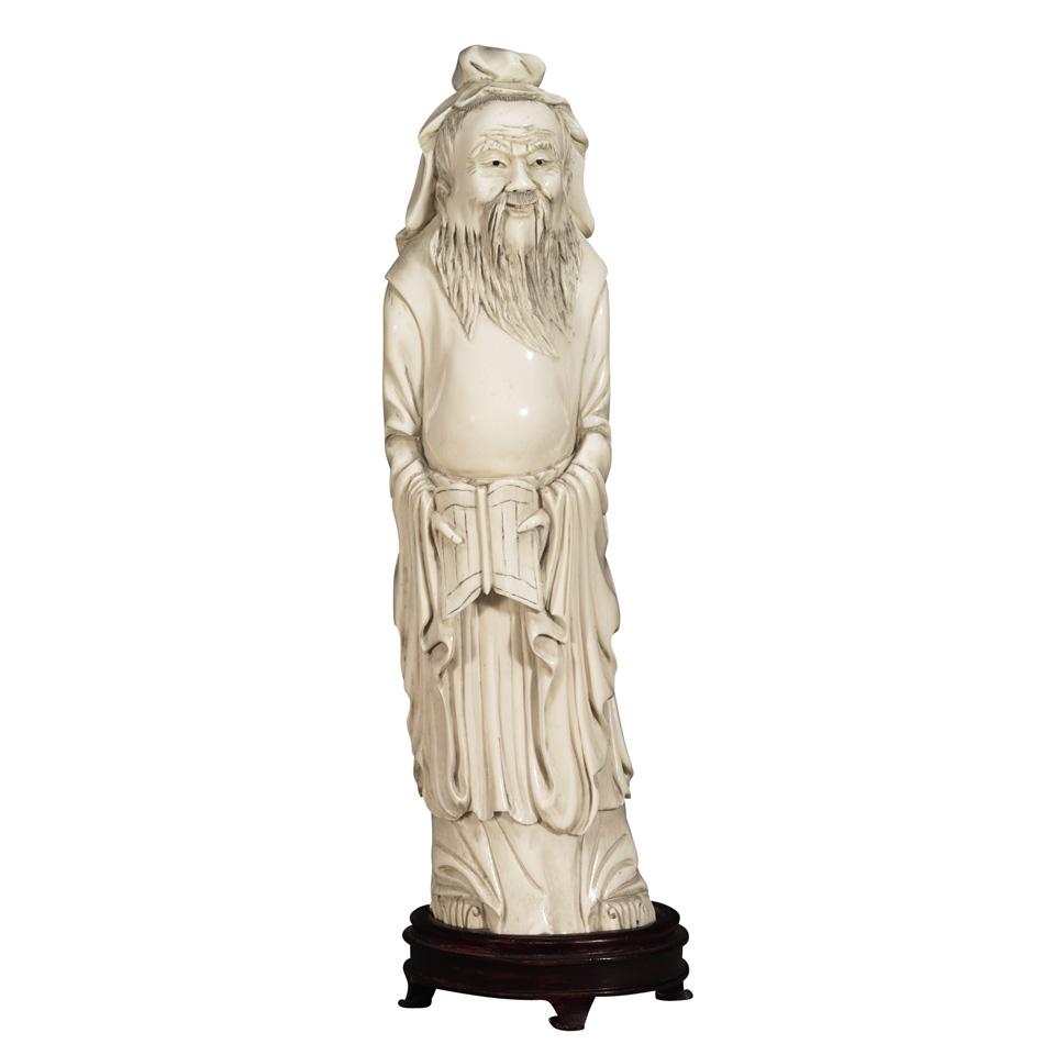Ivory Carved Figure of a Scholar