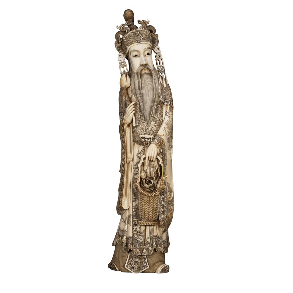 Massive Ivory Carved Immortal, Circa 1900