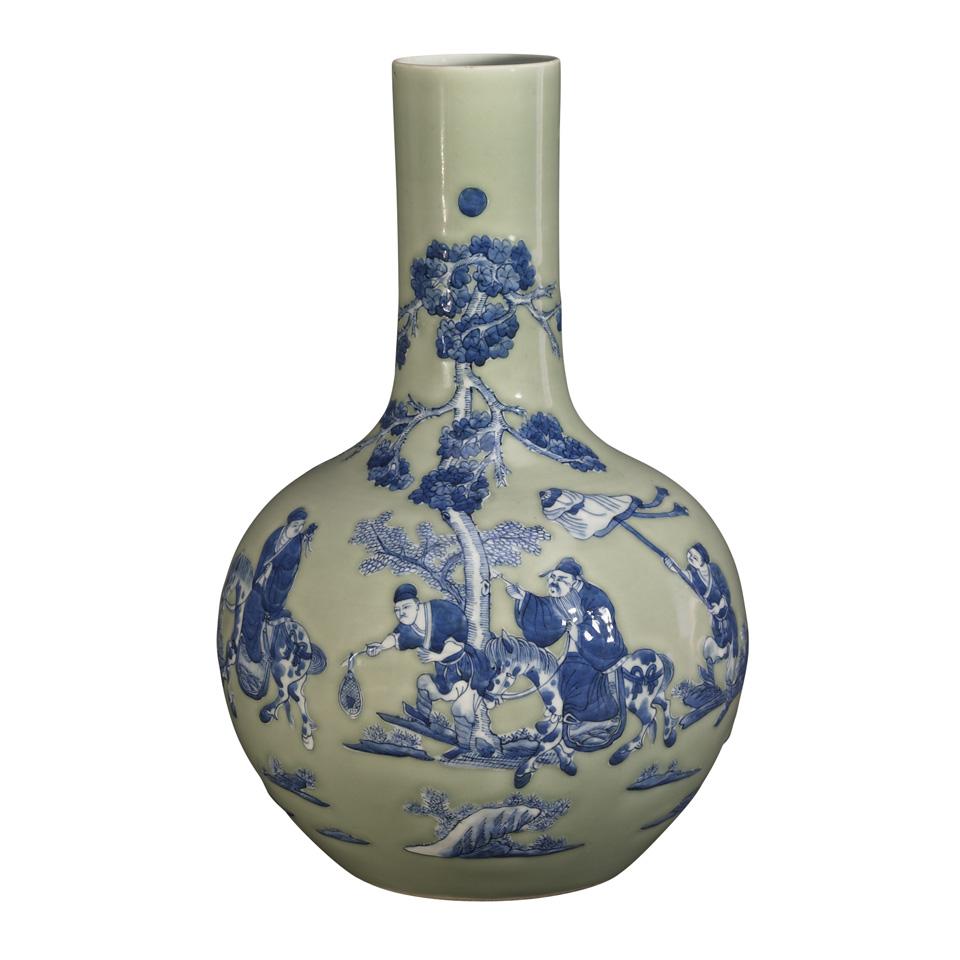 Blue, White and Celadon Vase, Late Qing Dynasty