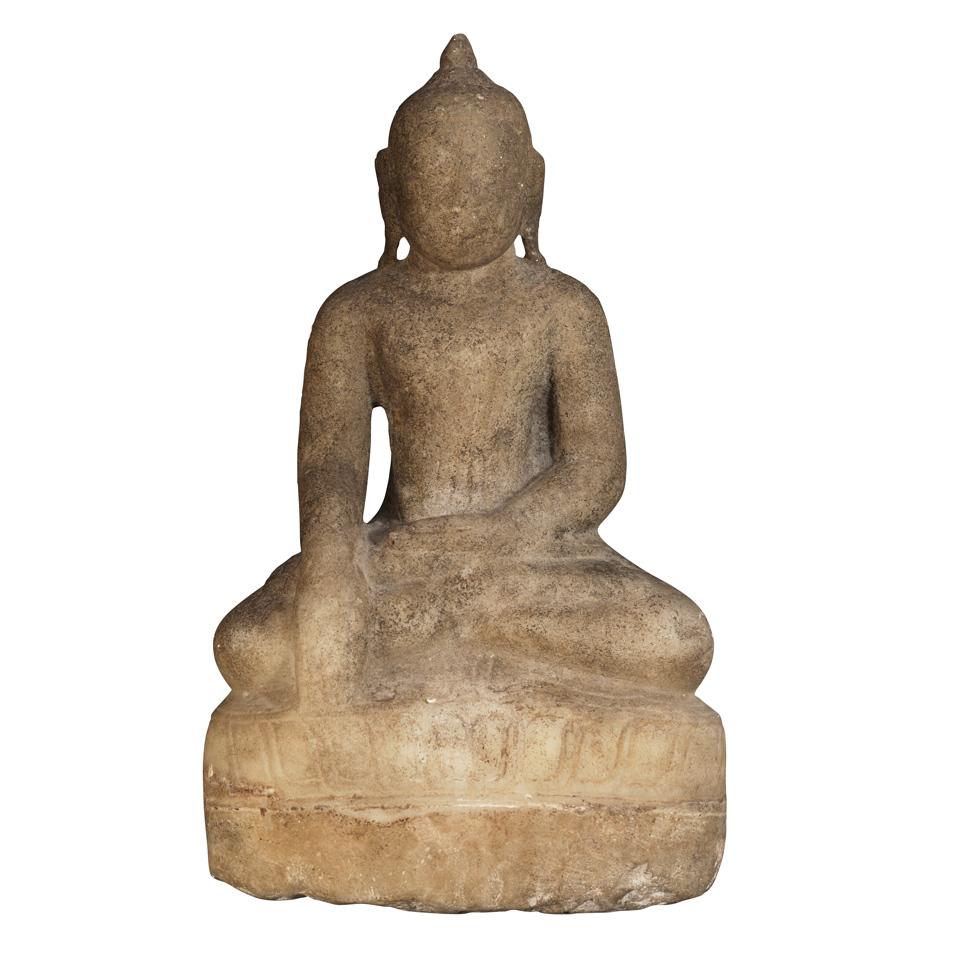 Marble Figure of Seated Buddha, Burma, 18th/19th Century