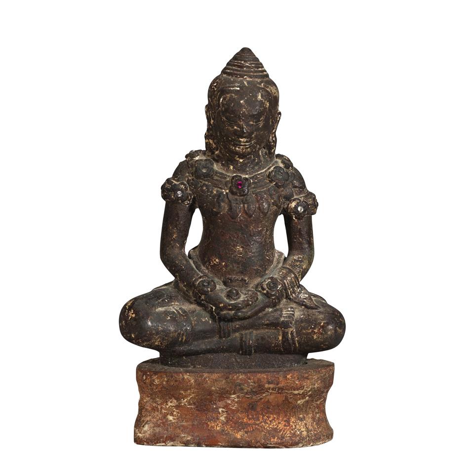 Seated Bronze Buddha, Khmer, Angkor Period, Bayon Style, 13th Century