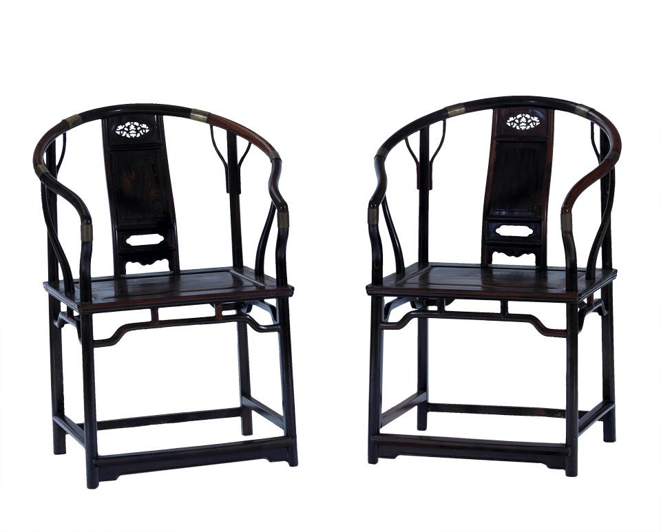 Pair of Jichimu Horseshoe Back Chairs, Guanmaoyi