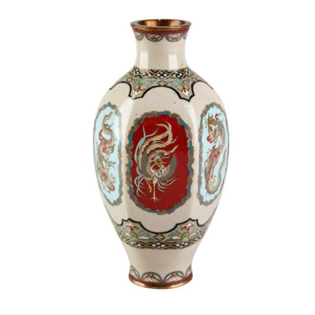 Cloisonné Enamel Hexagonal Vase, Early 20th Century