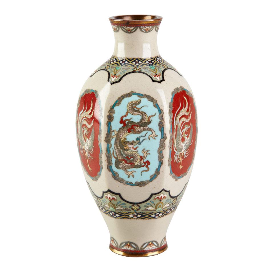 Cloisonné Enamel Hexagonal Vase, Early 20th Century