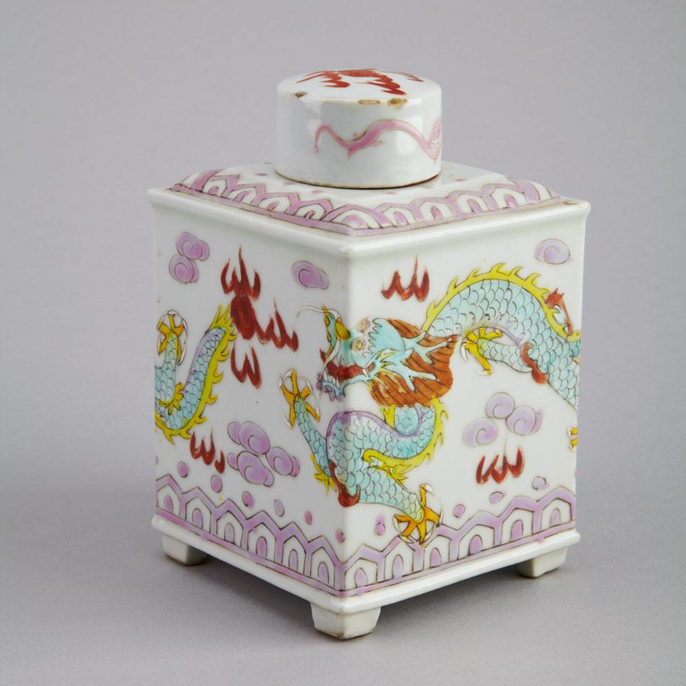 Famille Rose Tea Caddy and Cover, 19th/20th Century