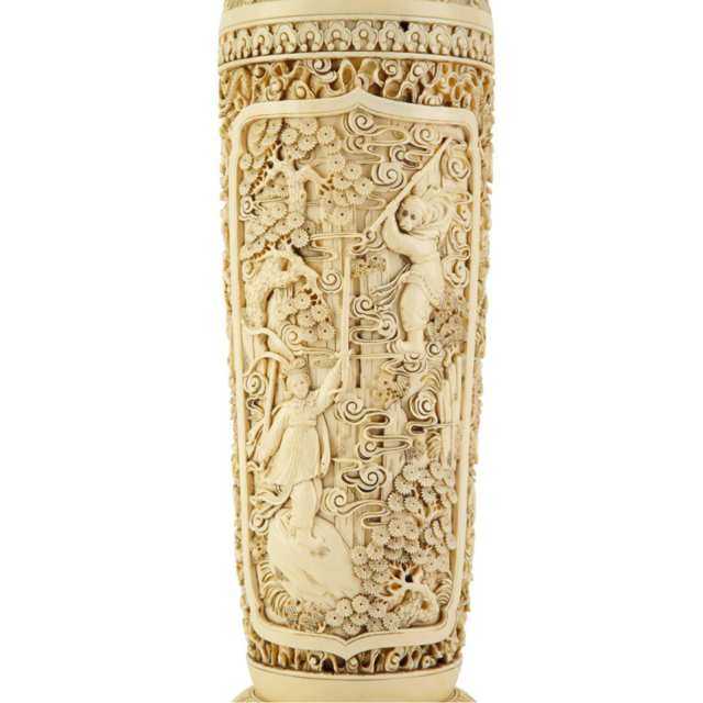 Rare and Large ‘Journey to the West’ Ivory Vase