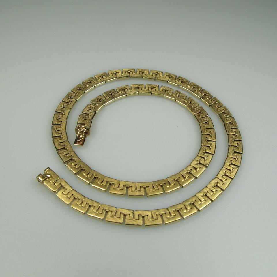 Italian 18k Yellow Gold Greek Key Link Necklace