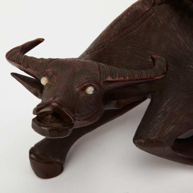 Rosewood Carved Water Buffalo Group
