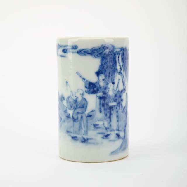 Blue and White Brushpot, Qianlong Mark, Early 20th Century