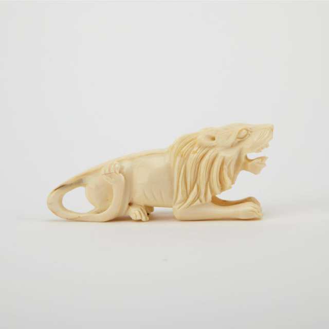 Group of Seven Chinese Ivory Carved Lions