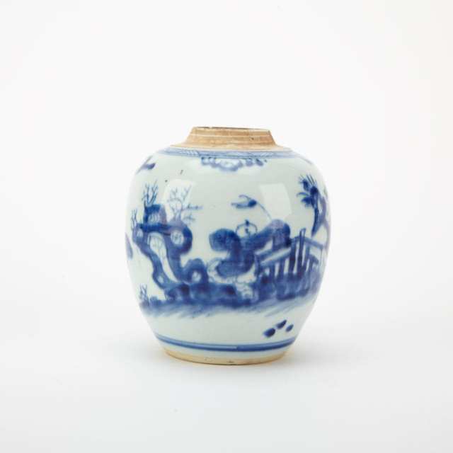 Two Blue and White ‘Boys’ Ginger Jars