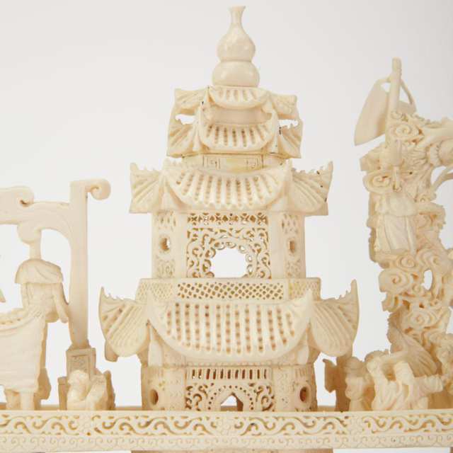 Carved Ivory ‘Immortals’ Boat
