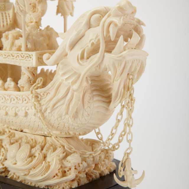 Carved Ivory ‘Immortals’ Boat