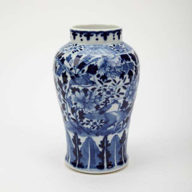 Large Blue and White ‘Hawthorn and Prunus’ Baluster Vase, Early 20th Century