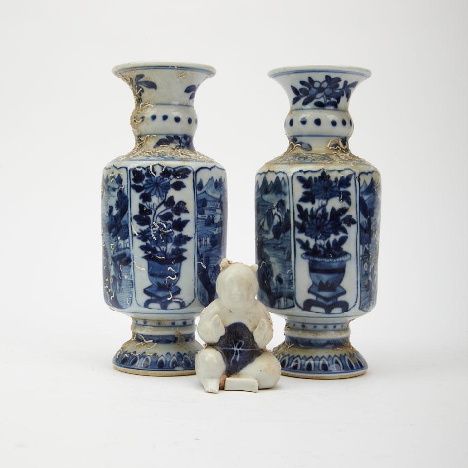 Pair of Blue and White ‘Shipwreck’ Vases, Kangxi Period (1662-1722)