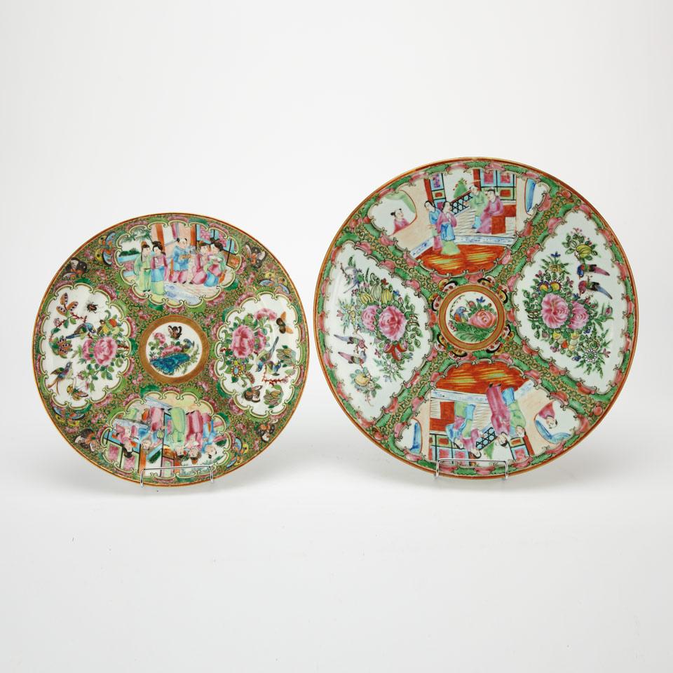 Two Export Canton Rose Dishes, 19th Century
