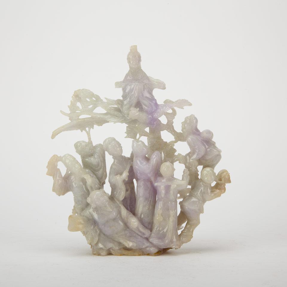 Lavender Jadeite Carved Immortals Group