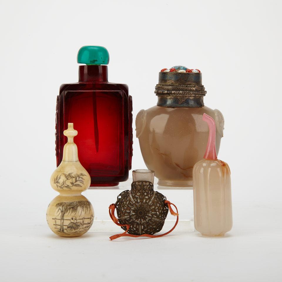 Five Assorted Snuff Bottles