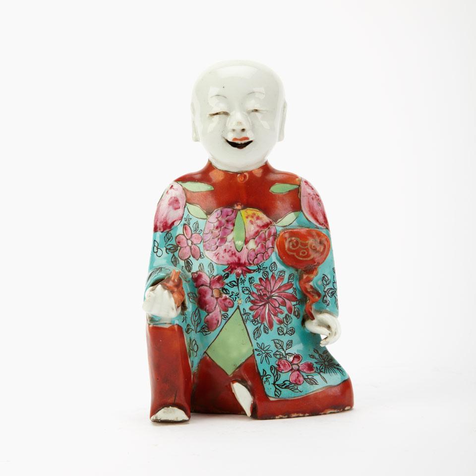 Famille Rose Figure of a Boy, Early 20th Century