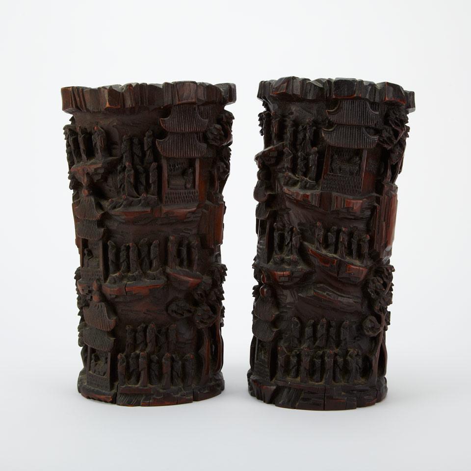 Pair of Bamboo Brushpots, Early 20th Century