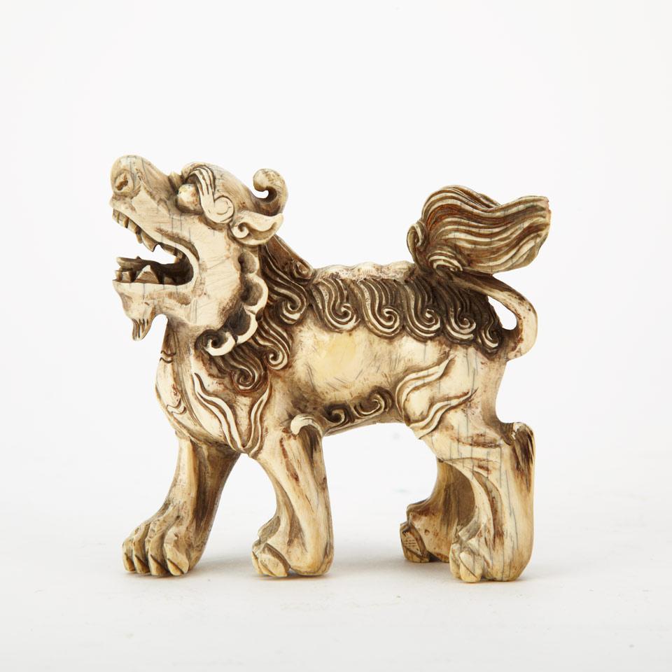 Ivory Carved Fu-Lion, Late Qing Dynasty