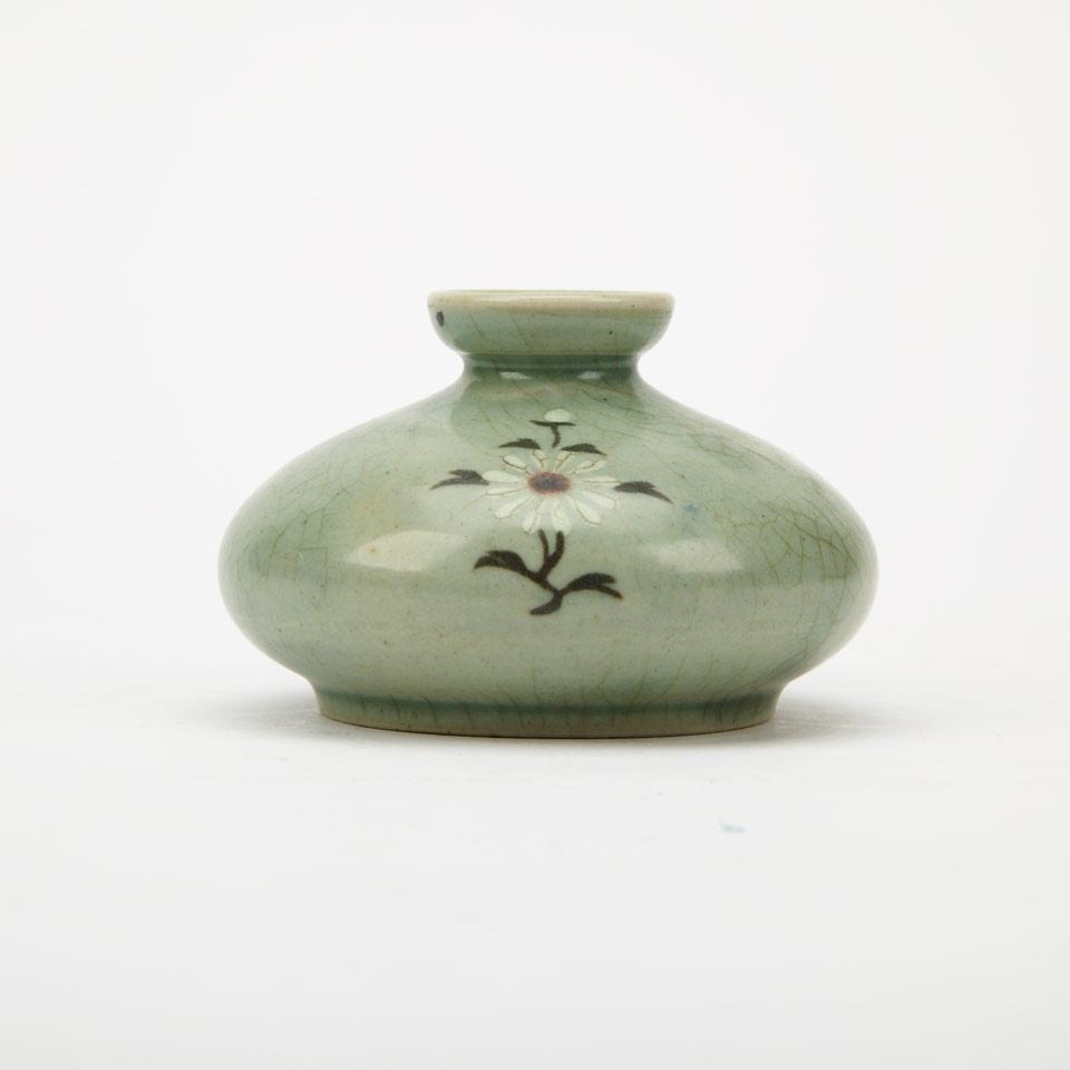 Celadon Inlay Oil Pot, 19th Century
