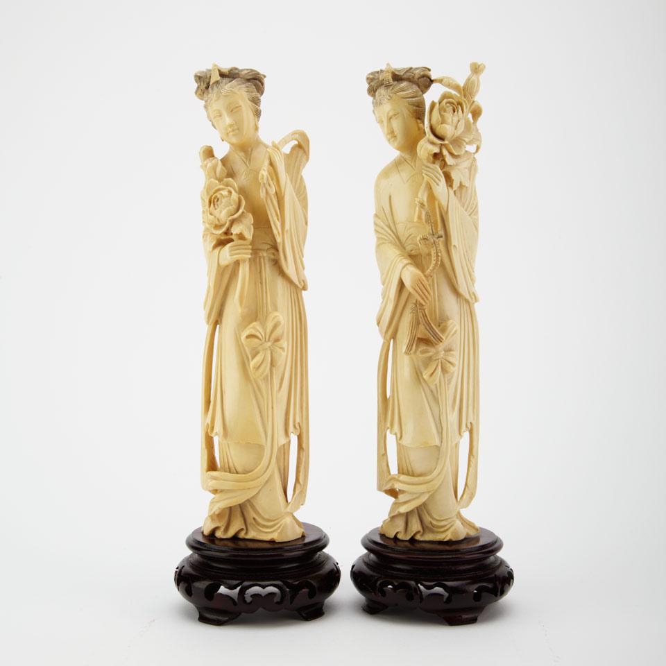 Two Ivory Carved Beauties