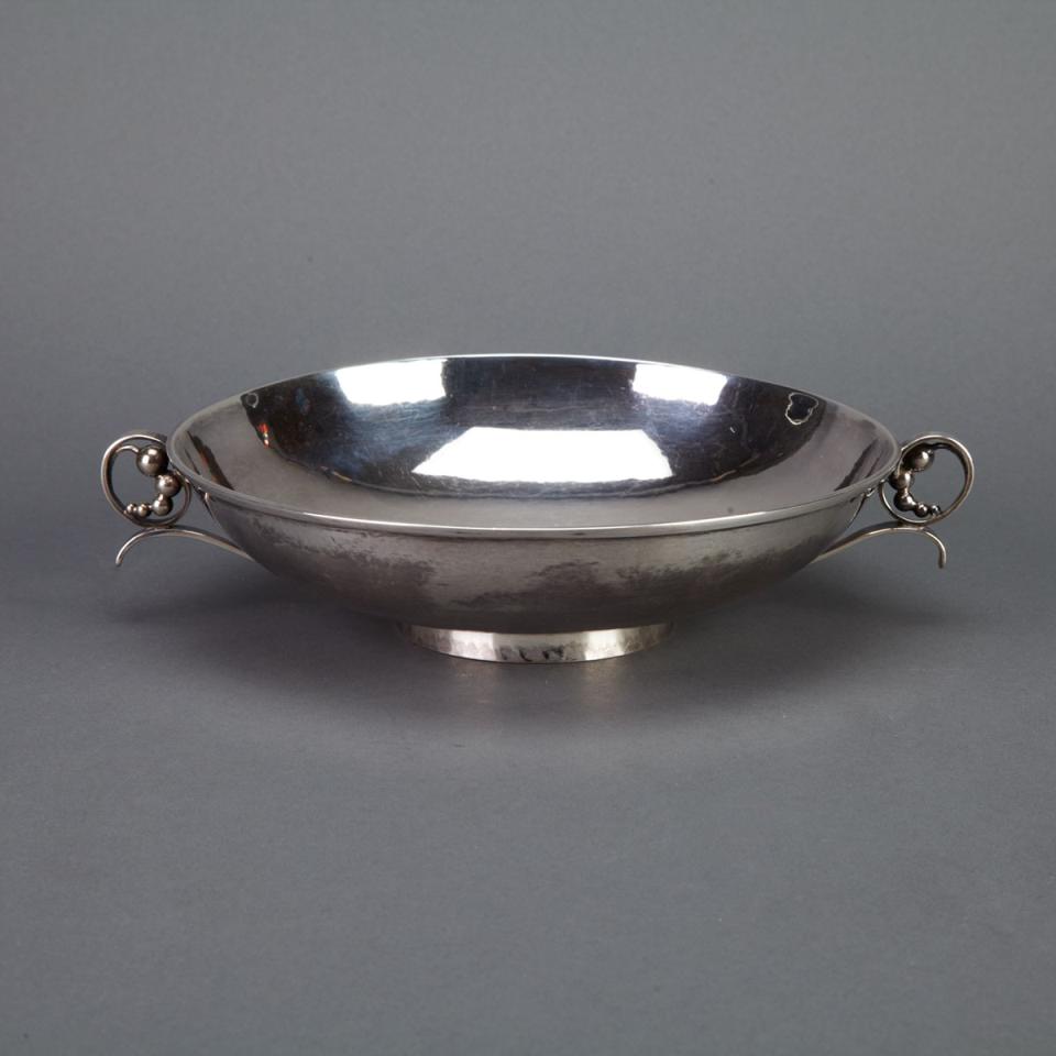 Canadian Silver Two-Handled Shallow Bowl, Carl Poul Petersen, Montreal, Que., mid-20th century