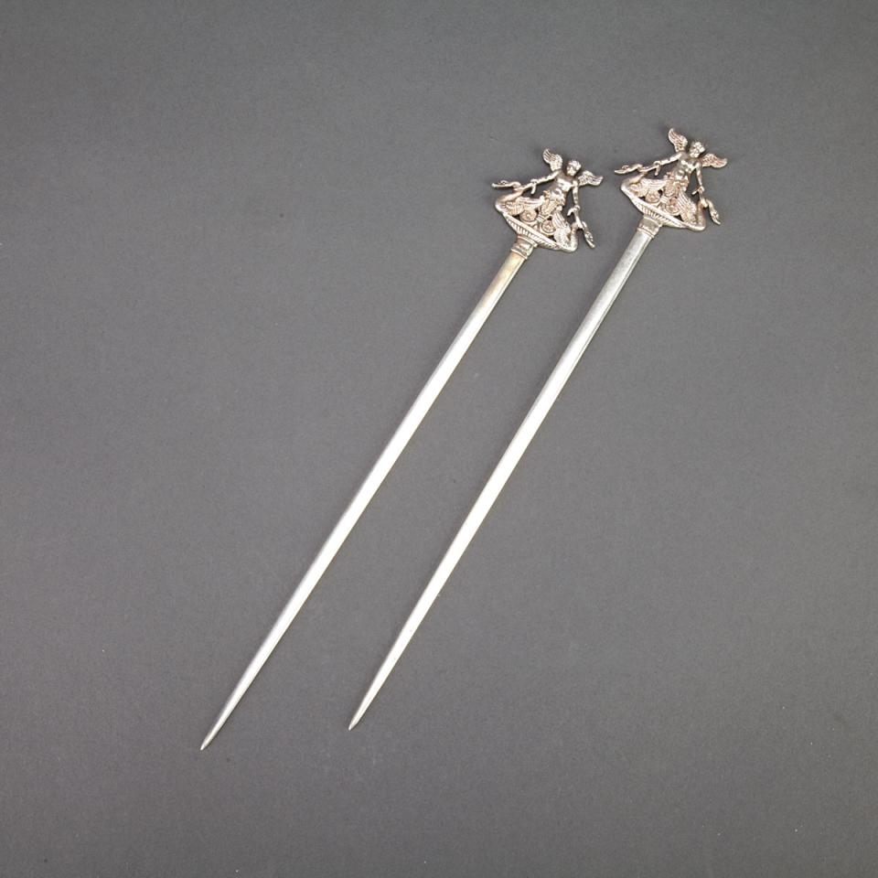 Pair of Victorian Silver French Empire Style Skewers, Charles & George Fox, London, 1845