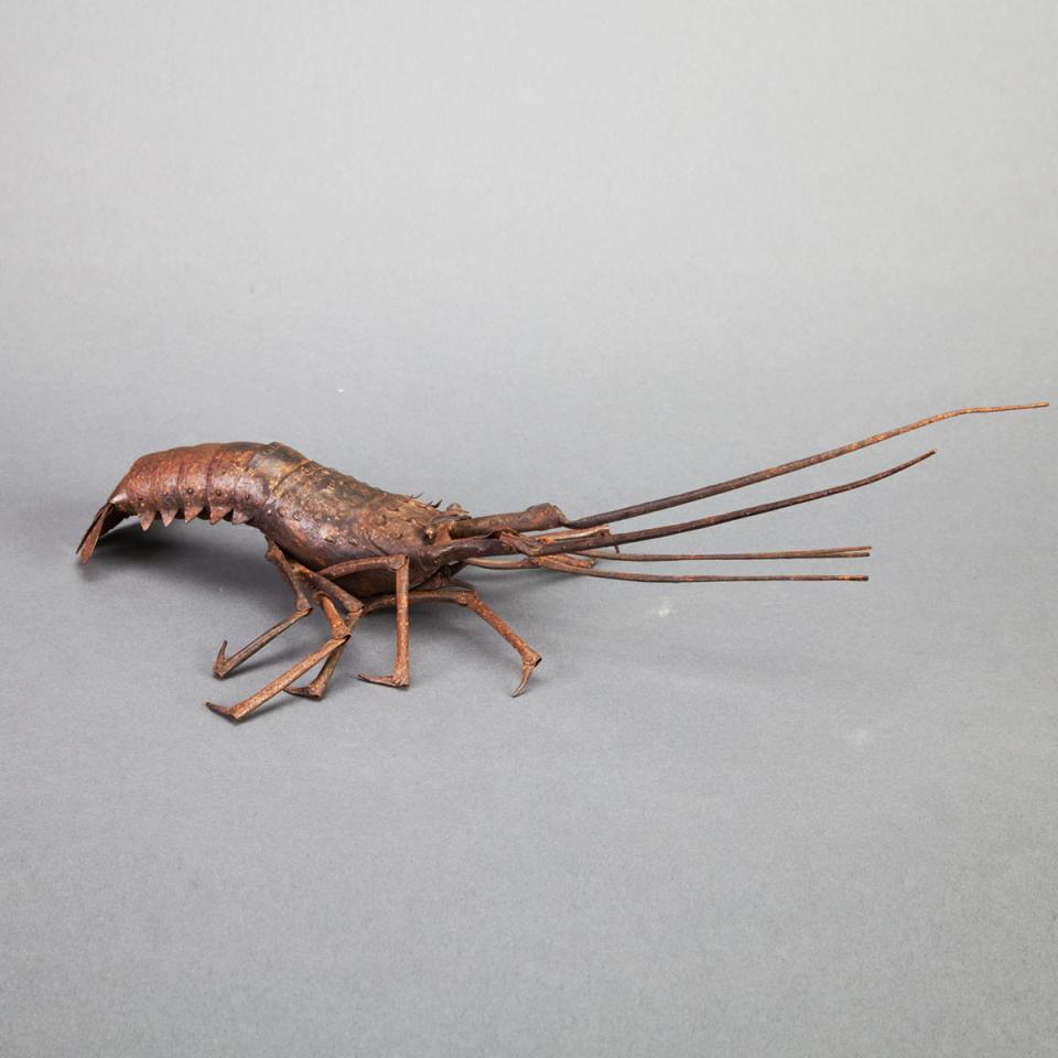 Japanese Articulated Iron Model of a Lobster, Jizai Iseebi, 19th Century