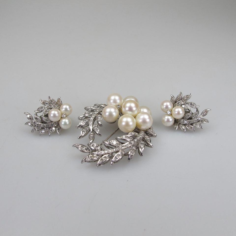 Smiley Silver Spray Brooch And Stud-Back Earrings