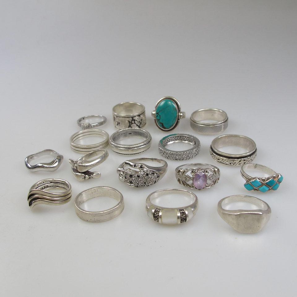 17 Various Silver Rings