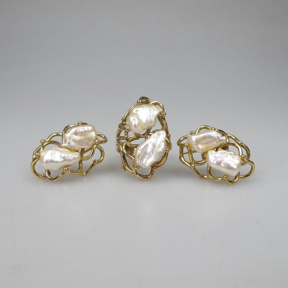 14k Yellow Gold Wire Ring And Earrings